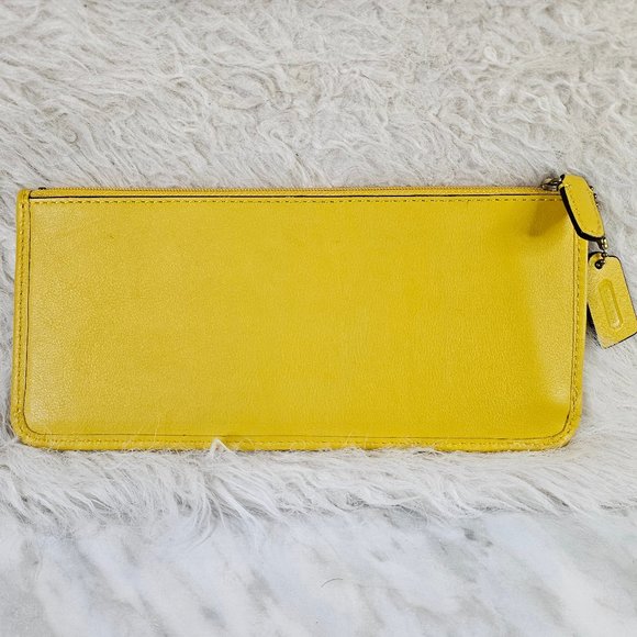 Coach Yellow Leather pencil Case/Check Holder - Picture 2 of 7